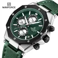 NAVIFORCE – montre-bracelet en cuir pour hommes marque de luxe Business loisirs cadran rond