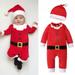 Gifts for Christmas Bidobibo Baby Christmas Romper and Hat Set Infant Toddler Boys Girls Santa Claus Long-sleeved Romper Jumpsuit + Hat Two-piece Suit for 9 Months - 3 Years