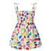 Holiday Savings Deals! Kukoosong Girls Dresses Summer Toddler Baby Girl Clothes Sleeveless Suspender Dress Fruit Floral Children s Clothing White 2-2.5 Years