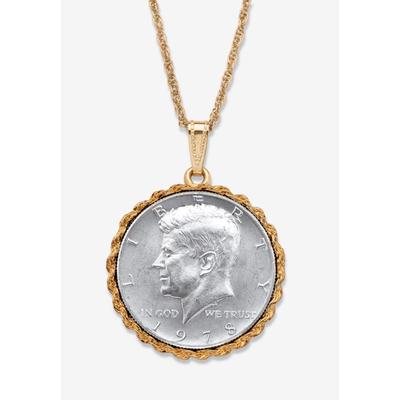 Men's Big & Tall Genuine Half Dollar Pendant Necklace In Yellow Goldtone by PalmBeach Jewelry in 1978