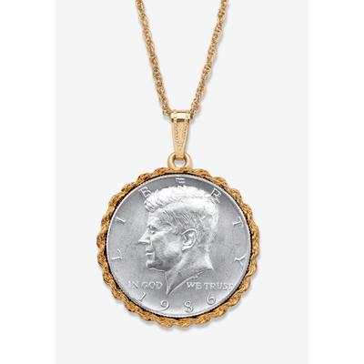 Men's Big & Tall Genuine Half Dollar Pendant Necklace In Yellow Goldtone by PalmBeach Jewelry in 1986