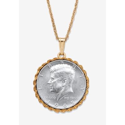 Men's Big & Tall Genuine Half Dollar Pendant Necklace In Yellow Goldtone by PalmBeach Jewelry in 1964