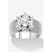 Women's 4 Cttw. Silvertone Round Cubic Zirconia Solitaire Engagement Ring by PalmBeach Jewelry in Silver (Size 8)