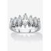 Women's 1.50 Cttw Platinum-Plated Sterling Silver Marquise-Cut Cubic Zirconia Anniversary Band by PalmBeach Jewelry in Silver (Size 9)