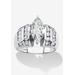 Women's 3.17 Cttw. Platinum-Plated Sterling Silver Marquise-Cut Cubic Zirconia Engagement Ring by PalmBeach Jewelry in Silver (Size 9)