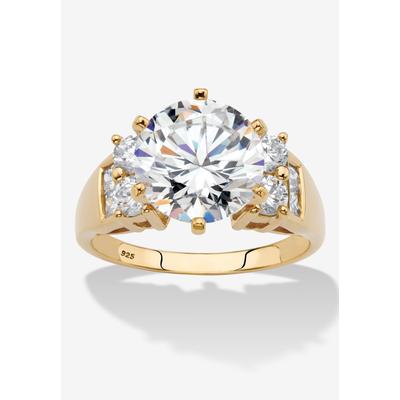 Women's 4.66 Cttw. 14K Yellow Gold-Plated Sterling Silver Ring Round Cubic Zirconia Engagement Ring by PalmBeach Jewelry in Gold (Size 5)