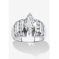 Women's 3.17 Cttw. Platinum-Plated Sterling Silver Marquise-Cut Cubic Zirconia Engagement Ring by PalmBeach Jewelry in Silver (Size 10)