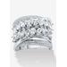 Women's 4.18 Cttw. Platinum-Plated Sterling Silver Marquise-Cut Cubic Zirconia Ring by PalmBeach Jewelry in Silver (Size 7)