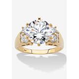 Women's 4.66 Cttw. 14K Yellow Gold-Plated Sterling Silver Ring Round Cubic Zirconia Engagement Ring by PalmBeach Jewelry in Gold (Size 9)