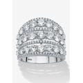 Women's 5.23 Cttw. .925 Sterling Silver Round Cubic Zirconia Openwork Dome Cocktail Ring by PalmBeach Jewelry in Silver (Size 9)