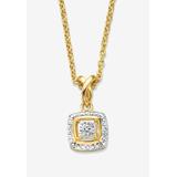 Women's Diamond Accent Squared Two-Tone Gold-Plated Pendant Necklace 18" by PalmBeach Jewelry in Gold