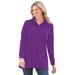 Plus Size Women's Long-Sleeve Polo Shirt by Woman Within in Purple Orchid (Size 5X)