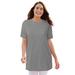 Plus Size Women's Perfect Crewneck Tunic by Woman Within in Medium Heather Grey (Size L)