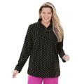Plus Size Women's Microfleece Quarter-Zip Pullover by Woman Within in Black White Dot (Size M) Jacket