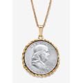 Men's Big & Tall Genuine Half Dollar Pendant Necklace In Yellow Goldtone by PalmBeach Jewelry in 1958