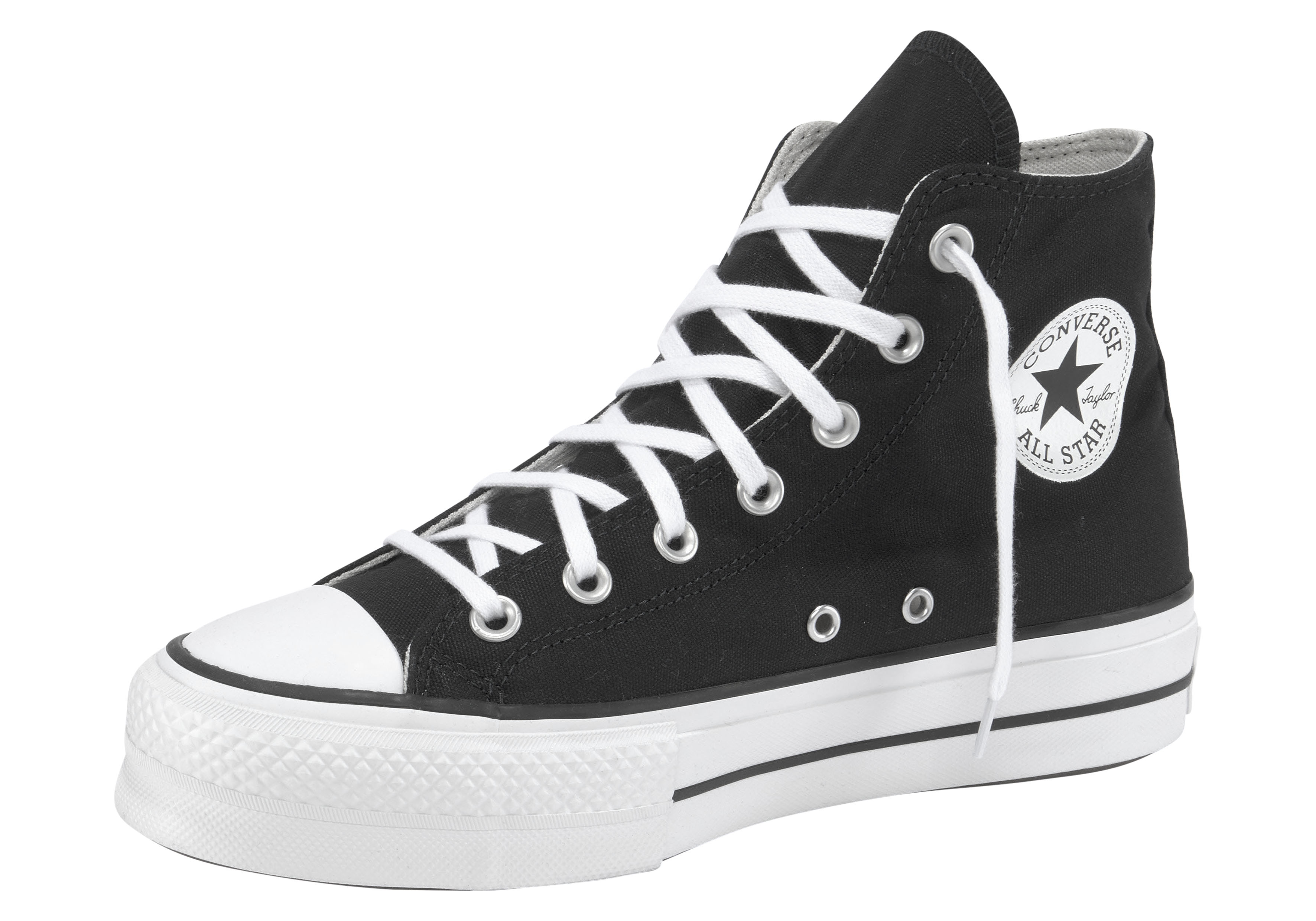 Sneaker CONVERSE "CHUCK TAYLOR ALL STAR PLATFORM CANVAS", Damen, Gr. 38, schwarz-weiß (schwarz, weiß), Textil, Schuhe Sneaker, Topseller