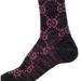 Gucci Accessories | Authentic Gucci Black And Pink Lame New Current Gg Cotton Knee- High Socks | Color: Black/Pink | Size: S