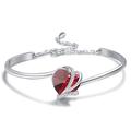 AOBOCO Sterling Silver Love Heart Adjustable Bangle Bracelet for Women, Mothers Day Wedding Anniversary Jewellery Gifts for Mum Wife Girlfriend Her (Red)