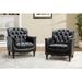 Armchair - Lark Manor™ Annja 32" W Tufted Armchair Faux Leather/Leather/Genuine Leather in Black | 37 H x 32 W x 33 D in | Wayfair