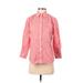 Lands' End Long Sleeve Button Down Shirt: Red Checkered/Gingham Tops - Women's Size 4 Petite