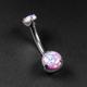 Double Flash Lavender Synth Opal Internally Threaded Titanium Belly Bar | Button Navel Jewelry Mirror Polish Ring