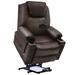 Latitude Run® Faux Leather Power Reclining Heated Massage Chair Faux Leather in Brown | 42.5 H x 33 W x 28.2 D in | Wayfair