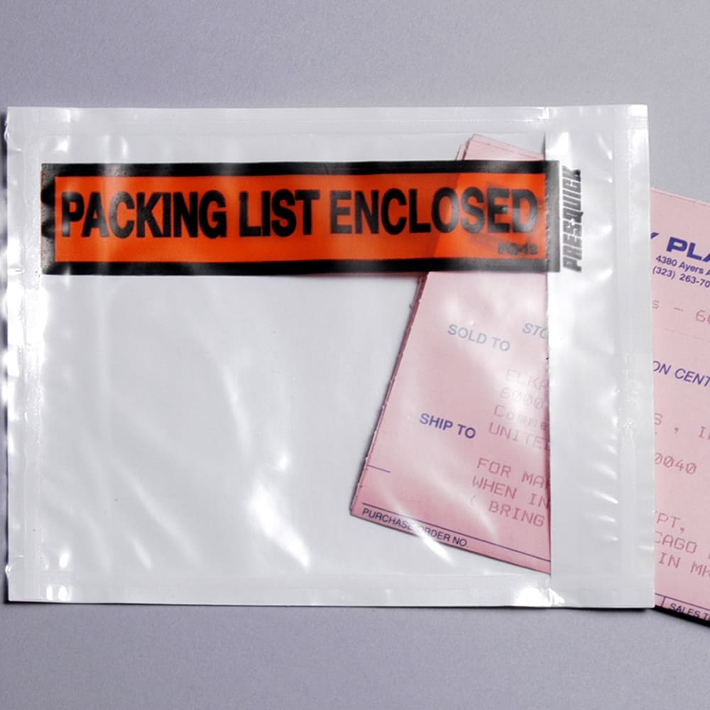 LK Packaging LPLEC Packing List Envelope - 5 1/2"L x 4 1/2"W, LDPE, Clear, Printed "Packing List Enclosed", Case of 1000