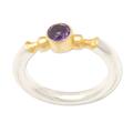 '18k Gold-Accented Single Stone Ring with Round Amethyst'