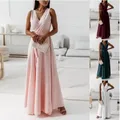 Robe de soirée de Cocktail pour femmes élégante Sexy sans manches col en V taille haute robe