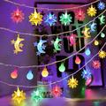 Wirlsweal String Light Creative Shape IP43 Waterproof Energy-saving Battery Operated Non-Glaring Soft Lighting Indoor Outdoor Moon Star LED String Light Ornament Party Supplies