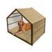 Retro Pet House Worn out Look Abstract Pattern with Ornamental Wavy Horizontal Stems in Repeat Outdoor & Indoor Portable Dog Kennel with Pillow and Cover 5 Sizes Tan and Caramel by Ambesonne
