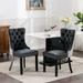 Modern, High-end Tufted Solid Wood Contemporary PU and Velvet Upholstered Dining Chair with Wood Legs Nailhead Trim 2-Pcs Set