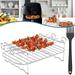 Air Fryer Accessories-Air Fryer Rack Set of 2 Stainless Steel Multi-purpose Double Layer Rack with Skewer Multi-Purpose Rack Compatible with Air Fryers Bigger for 3.7-4.2 Quarts-with 4 Skewers