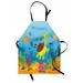 Deep Sea Apron Funny Turtle and Different Fish Types in the Bottom of the Ocean Nautical Theme Unisex Kitchen Bib with Adjustable Neck for Cooking Gardening Adult Size Multicolor by Ambesonne