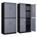 STANI Metal Storage Locking Cabinet 71 Tall Metal Cabinet with 4 Doors and 2 Adjustable Shelves Locking Steel Cabinet for Home School Office Gym Garage Storage (Black Grey)