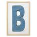 Letter B Wall Art with Frame Jeans Clothing Retro Fashion Style Alphabet Elements Youth Typography Design Printed Fabric Poster for Bathroom Living Room Dorms 23 x 35 Blue Yellow by Ambesonne