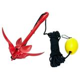 Red Folding Grapnel Anchor Kit 3.5 lbs for PWC/Kayaks/Jet Skis/Dinghys/Canoe