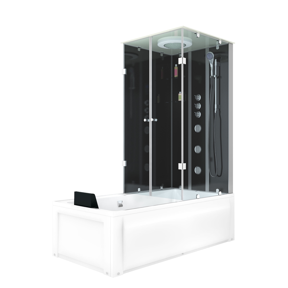 AcquaVapore Whirlpool Wanne Duschtempel Dusche Duschkabine K05-L32-WP-EC 180x90 cm mit 2K Scheiben Versiegelung Image