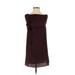 Banana Republic Factory Store Casual Dress - Shift Boatneck Sleeveless: Burgundy Print Dresses - Women's Size Small