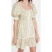 Anthropologie Dresses | Anthropologie Love The Label Square Neck Puff Sleeve Mini Dress | Color: Green/White | Size: M