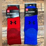 Under Armour Underwear & Socks | New Under Armour Ua Training Red + Blue Performance Two Crew Socks Men’s 8-12 Lg | Color: Blue/Red | Size: L