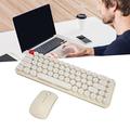 Wireless Keyboard Mouse Combo Wireless Keyboard Mouse Combo Retro Cute Silent Energy Saving Dot Keycap Mini Portable for Home (Beige)