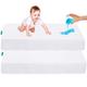 Biloban Crib Sheets Waterproof, Crib Mattress Protector Pad for Standard Crib & Toddler Mattress, Cozy Crib Sheet for Baby Boy and Girl, White, 2 Pack