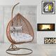 GOODS EMPORIUM Luxury Hanging Rattan Double Egg Chair Indoor & Outdoor Garden Swing Chair Cocoon Relaxing Hammock with Cushions - FREE COVER INCLUDED… (Double, Brown - Brown - Grey)