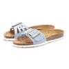 Pantolette ELBSAND "Sandale", Damen, Gr. 41, blau (hellblau), Obermaterial: 100% Rindsleder. Decksohle: 100% Rindsleder. Laufsohle: 100% Synthetik, unifarben, casual, Schuhe, Mule, offener Schuh aus Leder mit weichem Komfortkorkfußbett