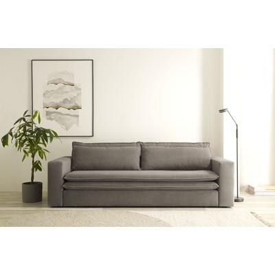 3-Sitzer PLACES OF STYLE "PIAGGE", braun (hellbraun), B:244cm H:82cm T:95cm, Sofas, Cord-Bezug - mit Bettfunktion und Bettkasten, mit praktischem Topper Image