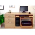 Small Office Home Office Desk Set With Computer Workstation & 3 Drawers (Classic Oak)