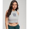 Superdry Women's Athletic Essentials Waffle Cropped Tank Top, Grey, Size: 12