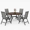 Lark Manor™ Alyah 5 Pcs Outdoor Patio Dinng Set w/ Metal Aluminum Folding Portable PVC-Coated Polyester Padded Sling Chairs | 44 W x 44 D in | Wayfair