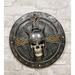 Trinx Hiilei Ebros Norse Mythology Viking Warrior of Valhalla w/ Bull Horns Helmet Skull Celtic Knotwork Cross Shield Wall Plaque Decor Figurine Ancient G Resin | Wayfair
